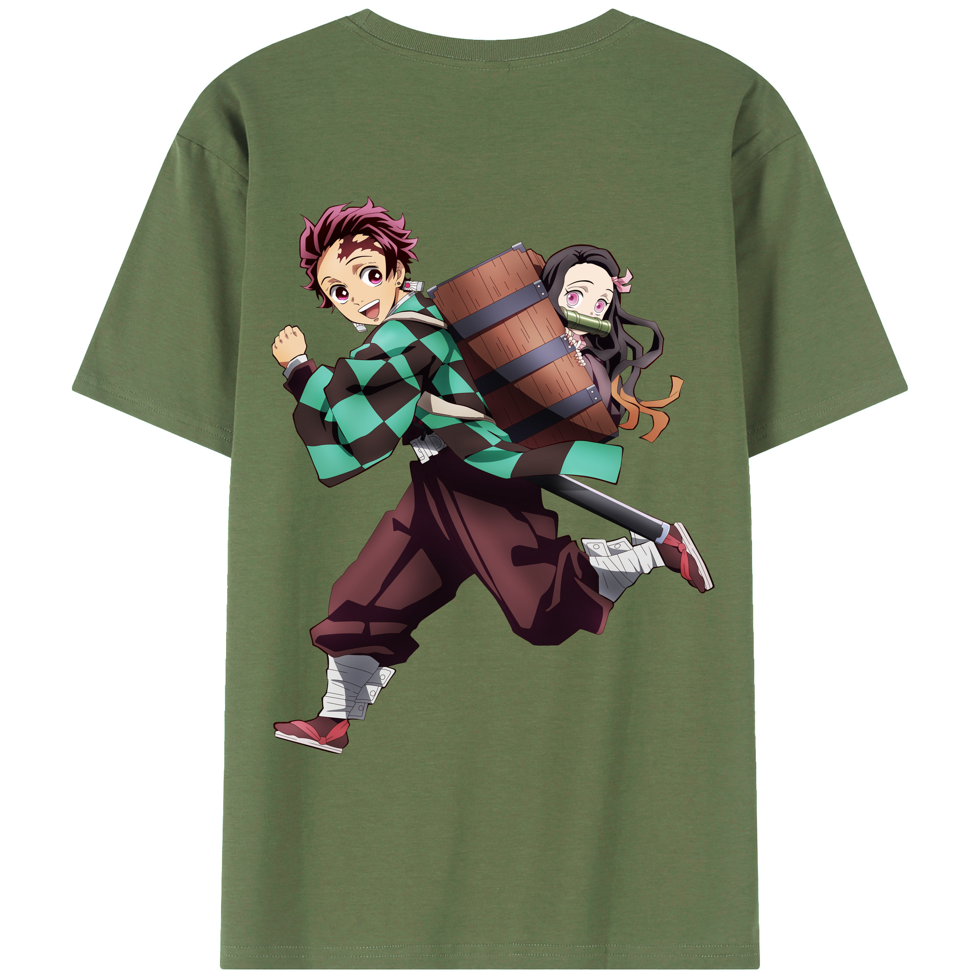 （画像用） 鬼滅の刃 竈門 炭治郎／かまど たんじろう Kamado Tanjirou 綿100％ メンズ半袖Tシャツ（バックプリント） 通気性